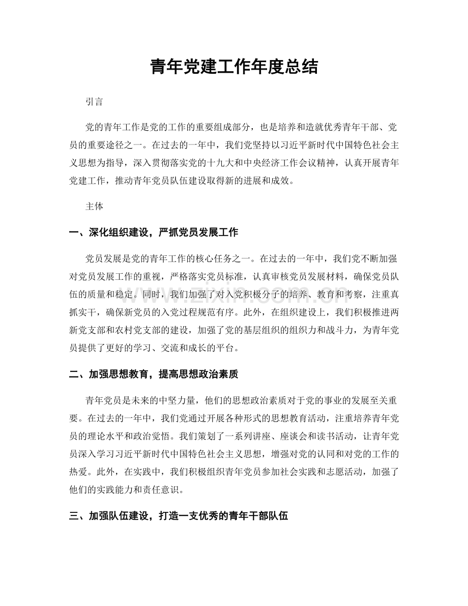 青年党建工作年度总结.docx_第1页