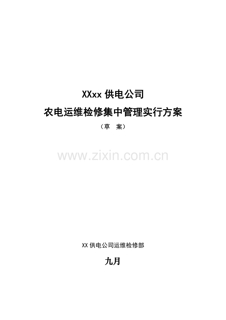 公司农电运维检修集中管理专题方案.docx_第1页