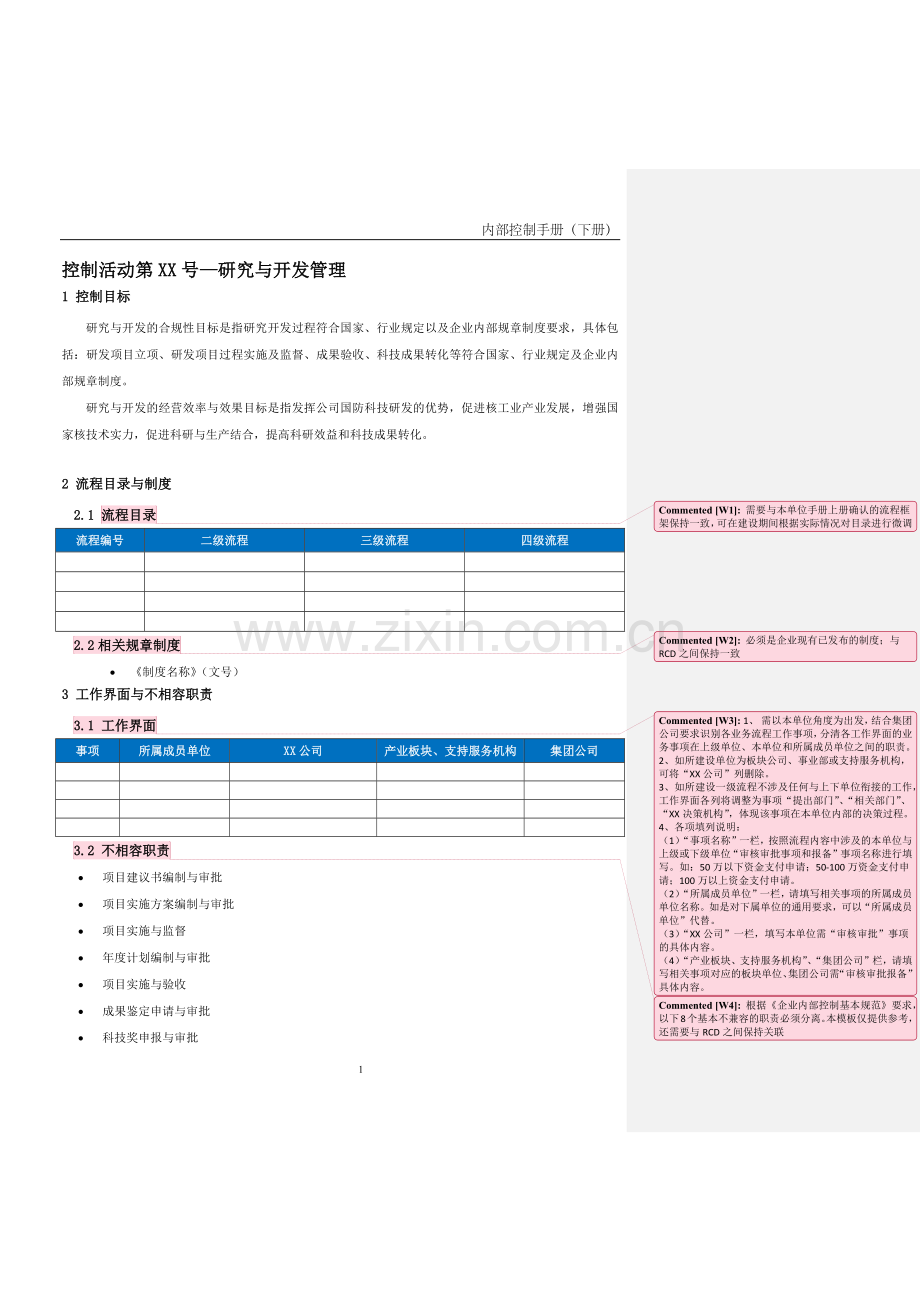 企业内控手册之研究与开发流程-手册模板.docx_第1页