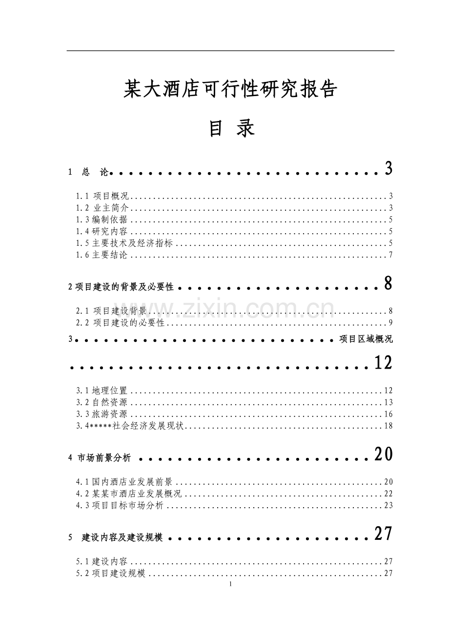 大酒店可行性研究报告.doc_第1页