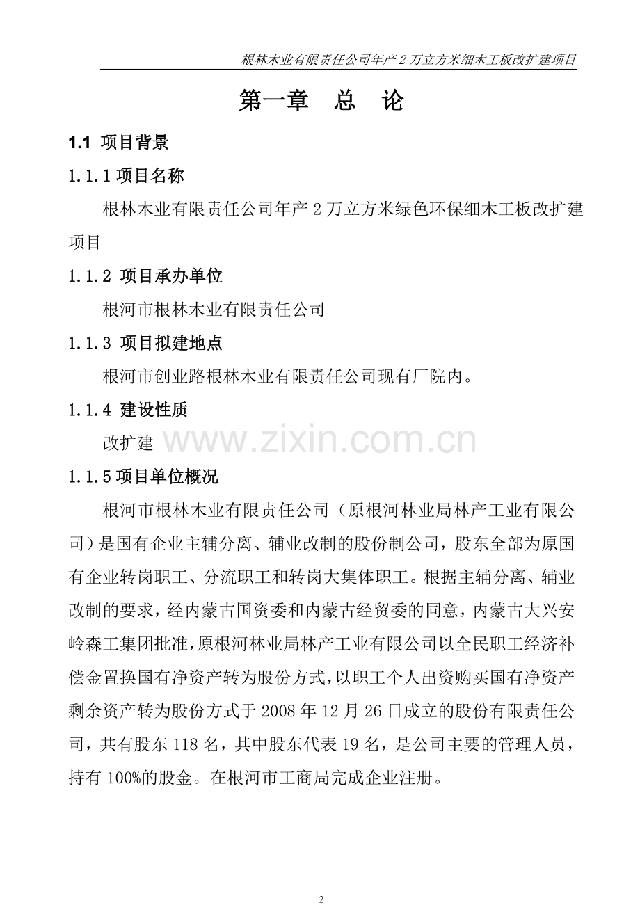 根林木业年产2万立方米细木工板生产线改扩建项目可行性研究报告.doc_第2页