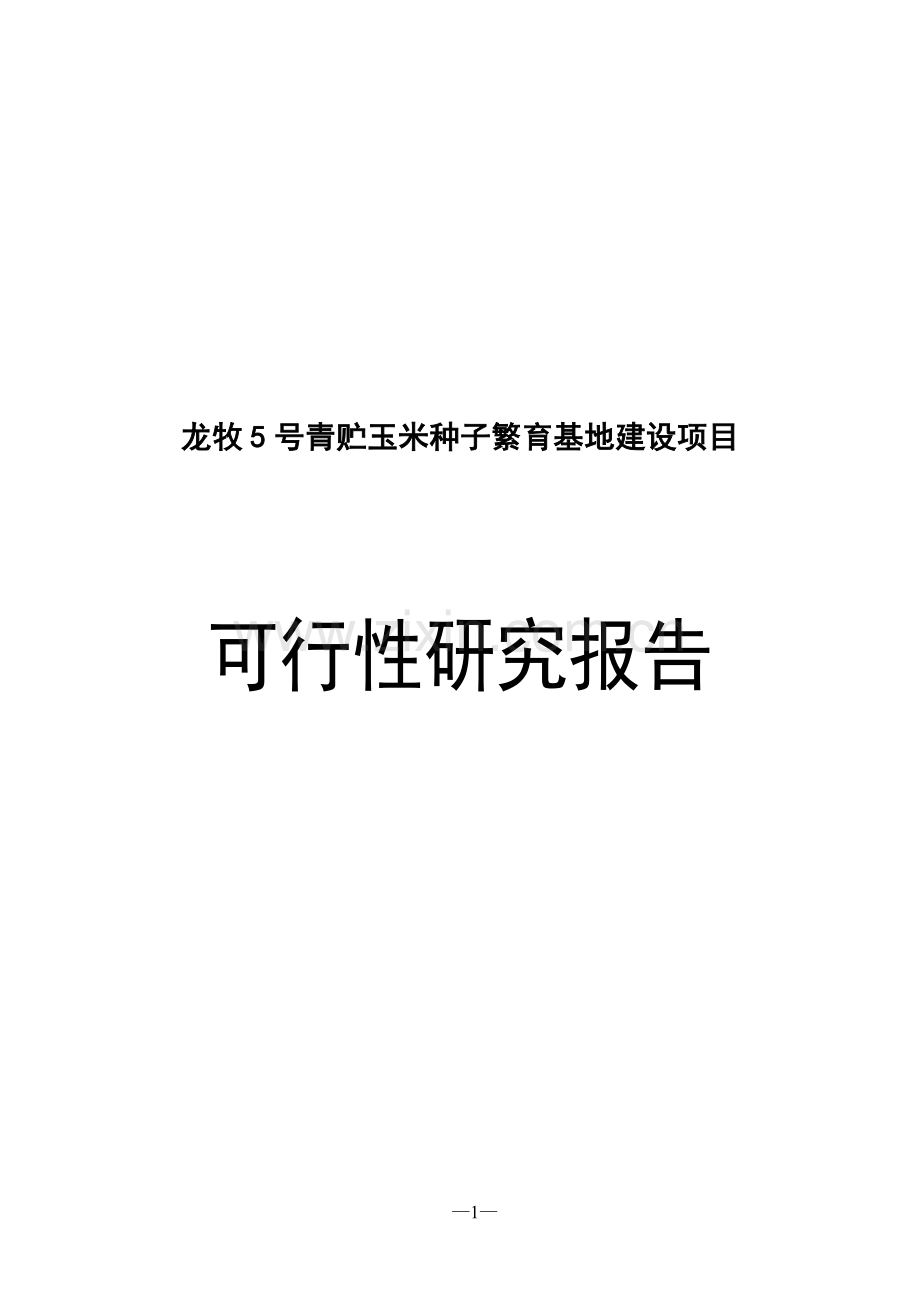 龙牧5号青贮玉米种子繁育基地建设项目可行性研究报告(送审).doc_第1页