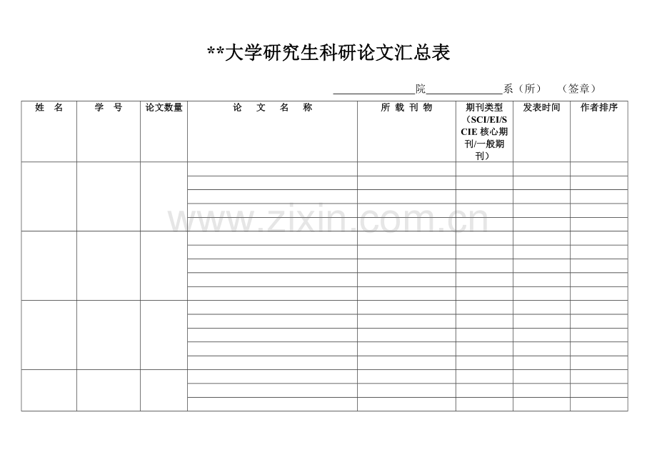 大学研究生科研论文汇总表.doc_第1页