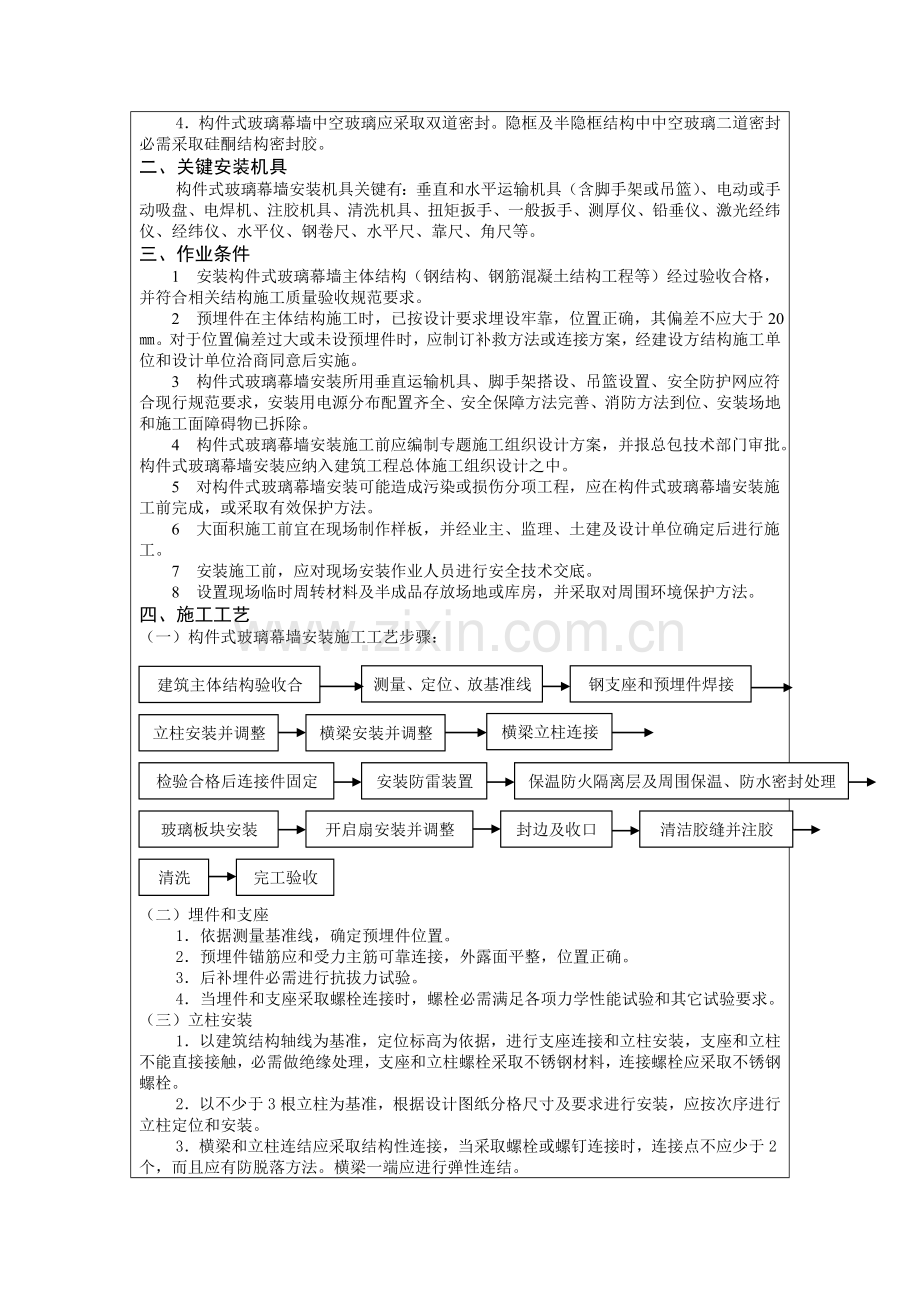 关键技术交底记录元件式玻璃幕墙.doc_第2页