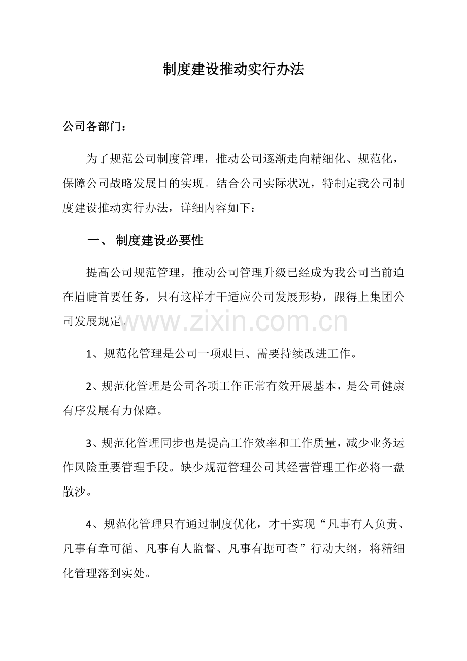 公司新规制度建设实施专项方案.doc_第1页