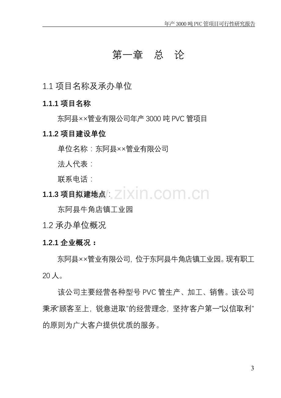 东阿县某管业有限公司年产3000吨pvc管项目建设可行性研究报告.doc_第3页