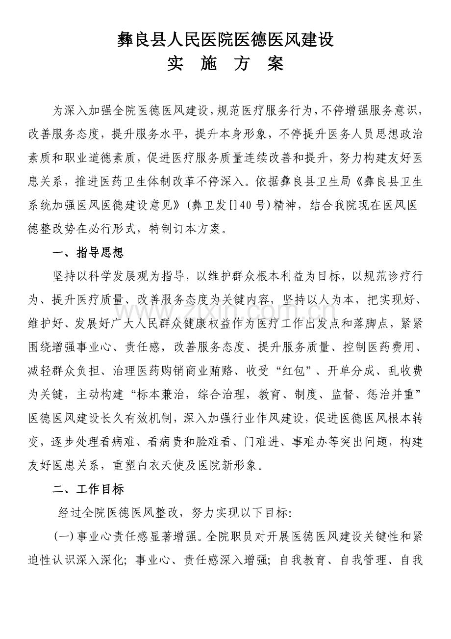 县医院医德医风建设年活动实施专业方案.doc_第1页