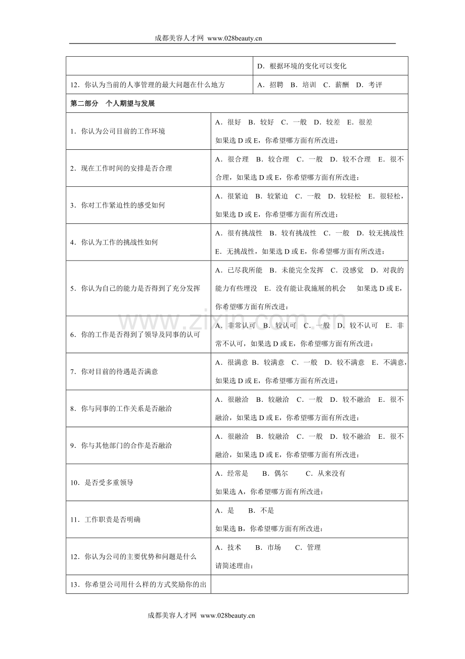 员工状态调查问卷模版模版.doc_第2页