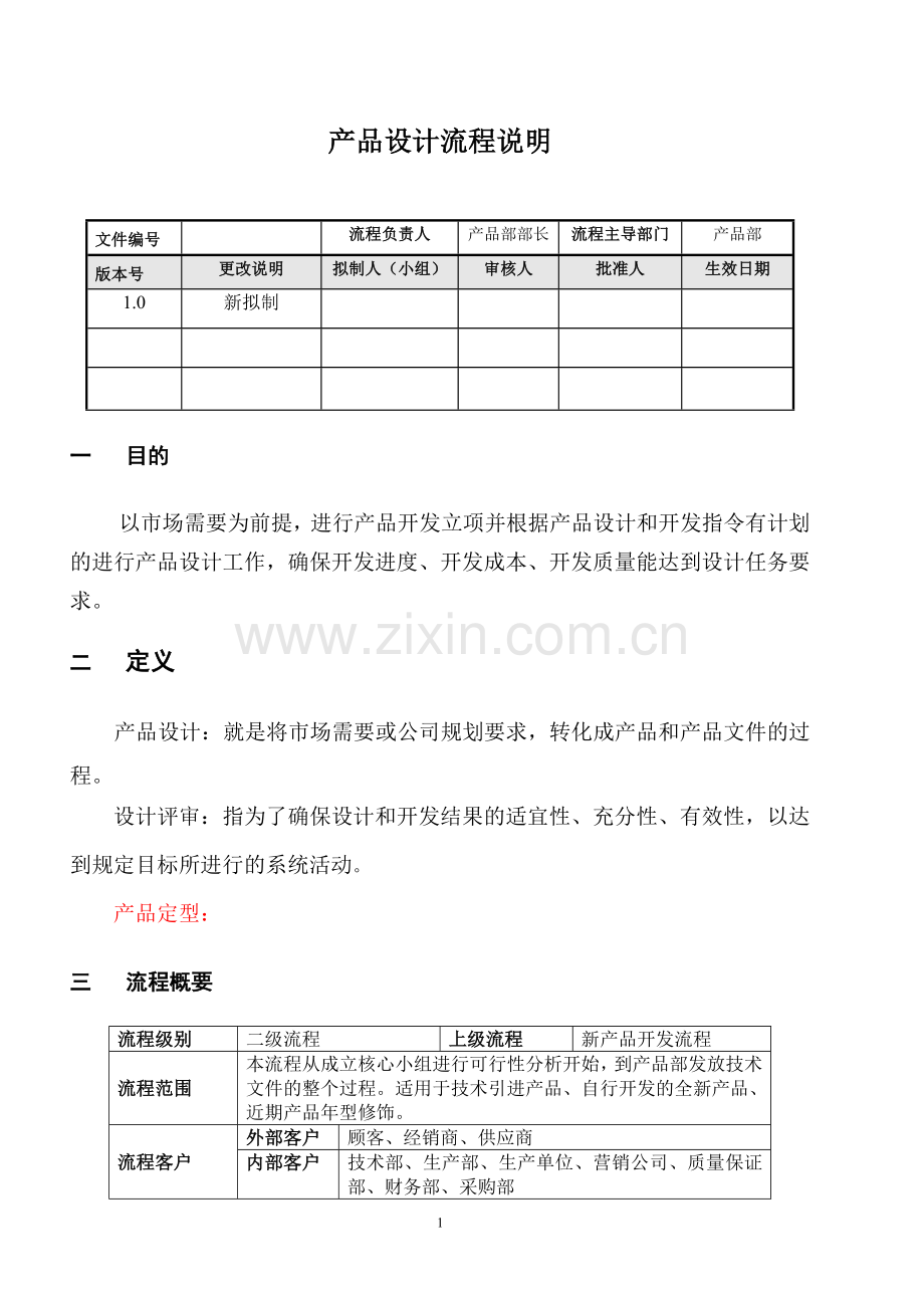 产品设计流程方案制度模版(包括表格).doc_第1页