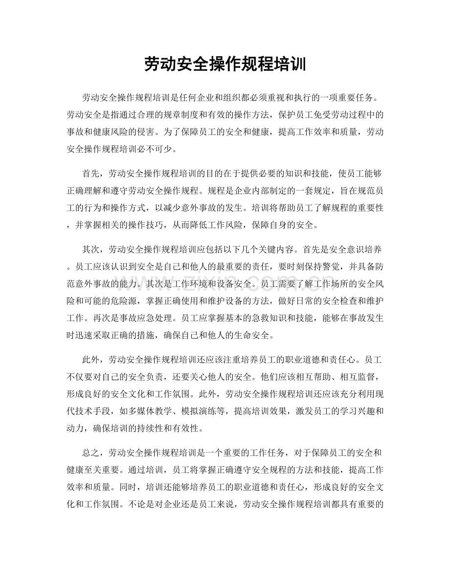 劳动安全操作规程培训.docx_第1页