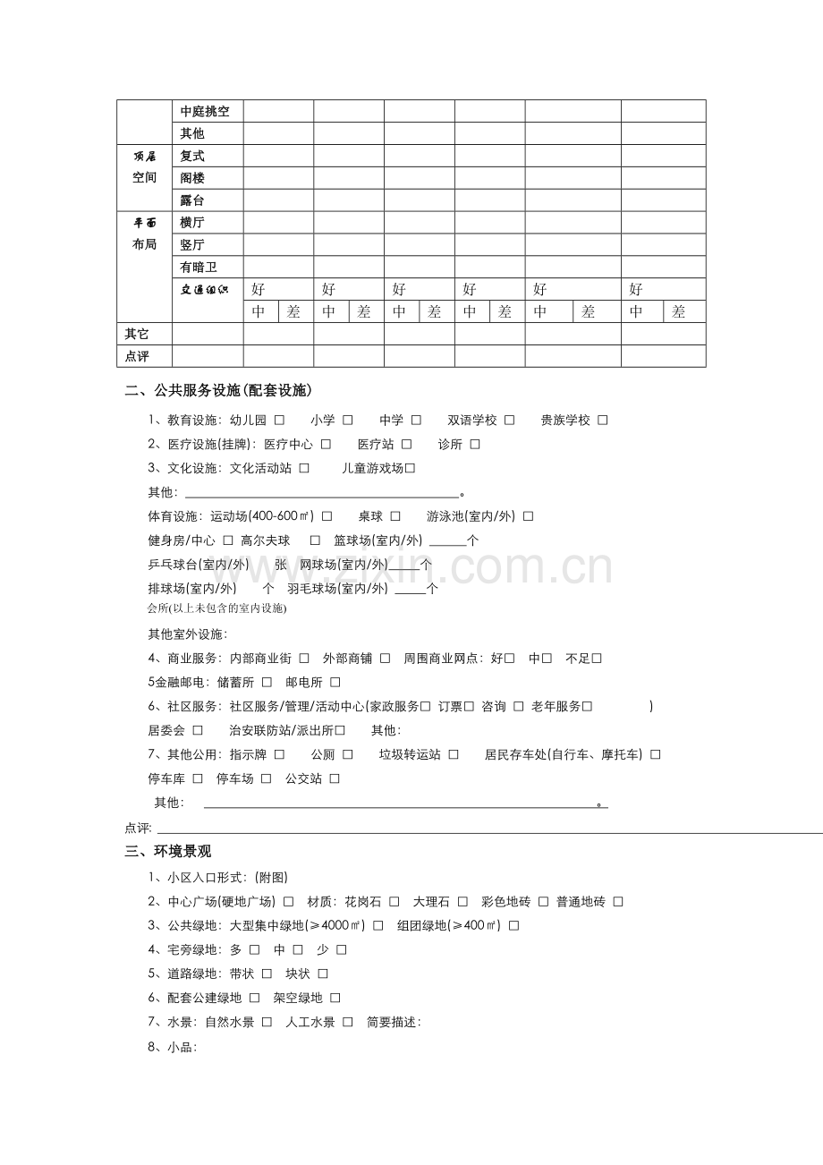 房地产市场调研底稿-住宅产品调查表模版.doc_第2页