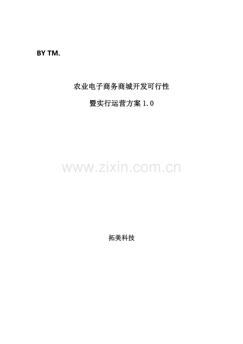 农业电子商务商城开发可行性暨实施运营专项方案.doc_第1页