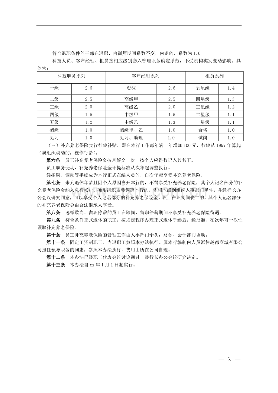 银行员工补充养老保险管理办法模版.doc_第2页