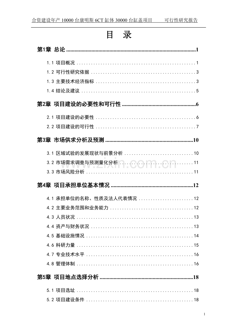 合资建设年产10000台康明斯6ct缸体30000台缸盖项目可行性研究报告.doc_第1页