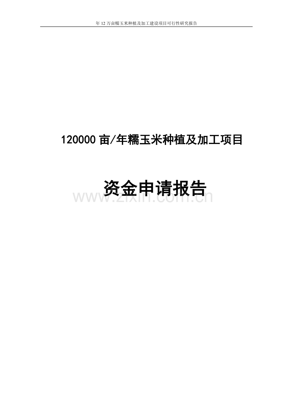 年12万亩糯玉米种植及加工建设项目可行性研究报告.doc_第1页