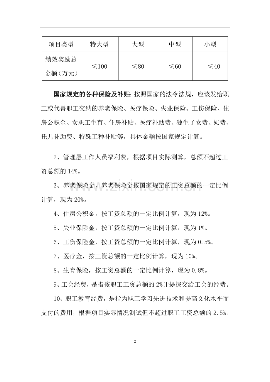 项目经理部现场管理费用成本预算标准.doc_第2页