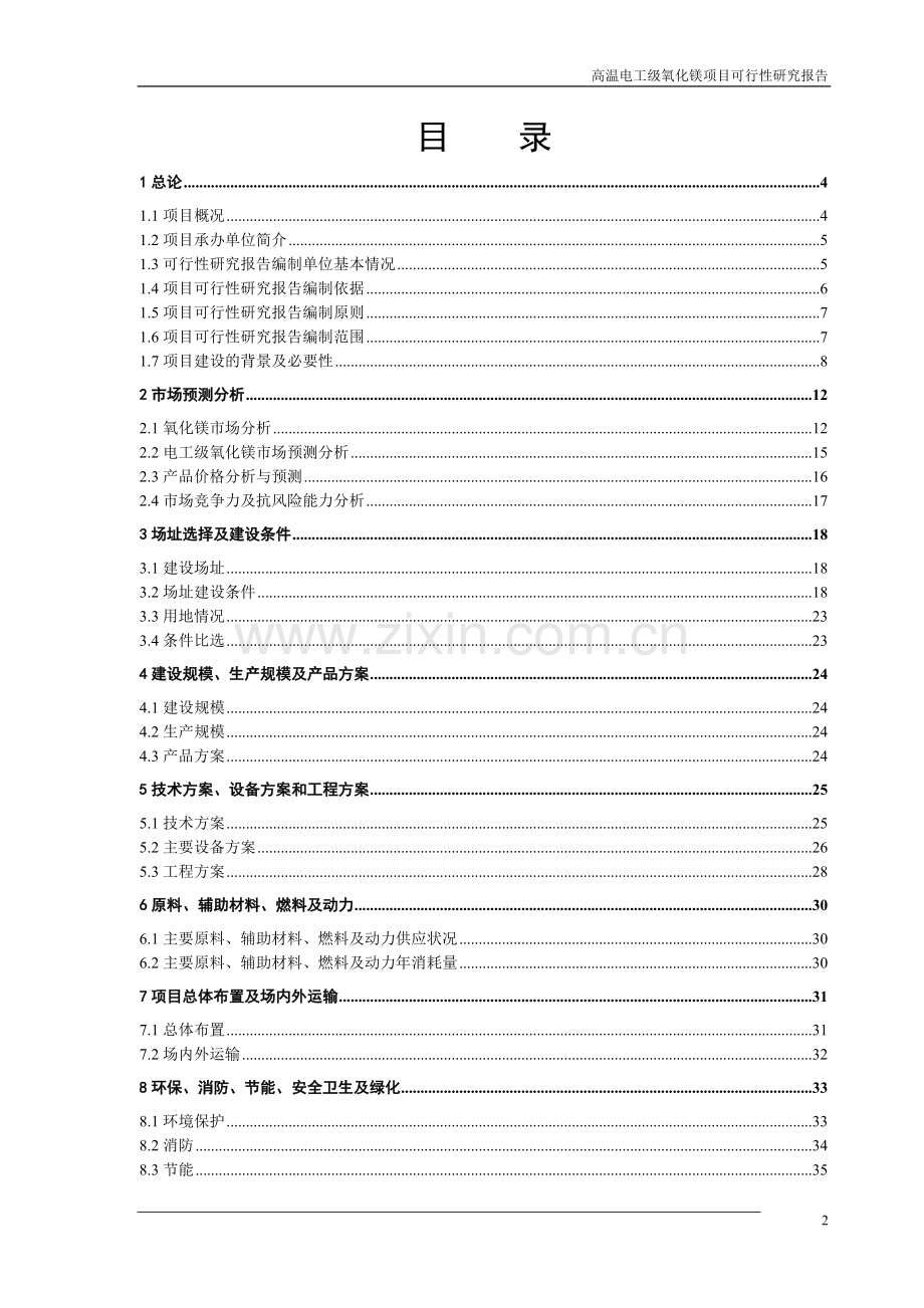 高温电工级氧化镁新建项目可行性研究报告.doc_第2页