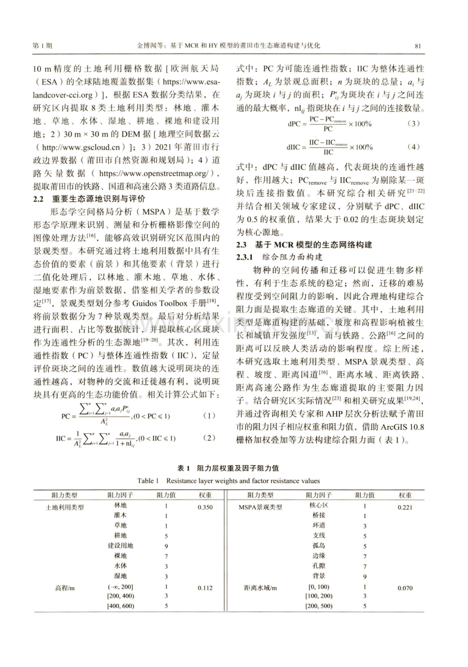 基于MCR和HY模型的莆田市生态廊道构建与优化.pdf_第3页