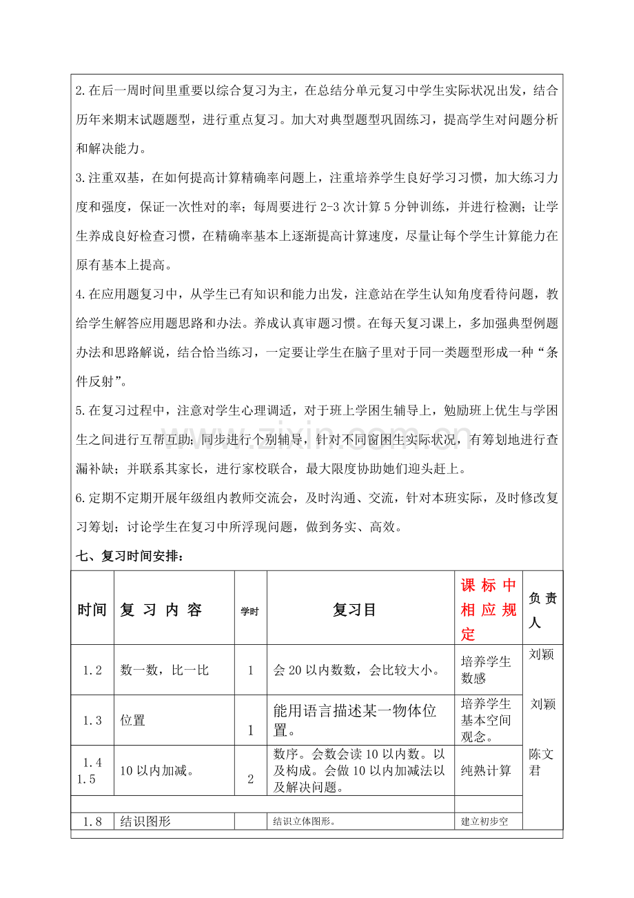 一年级上册数学复习专题计划和教案.doc_第3页