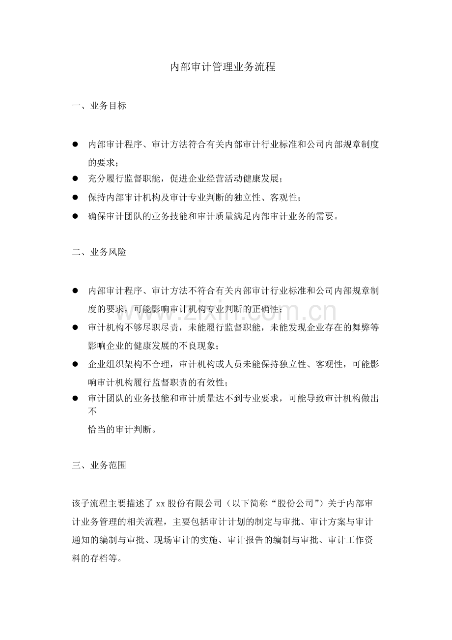 集团公司内部审计管理业务流程--内控.docx_第1页