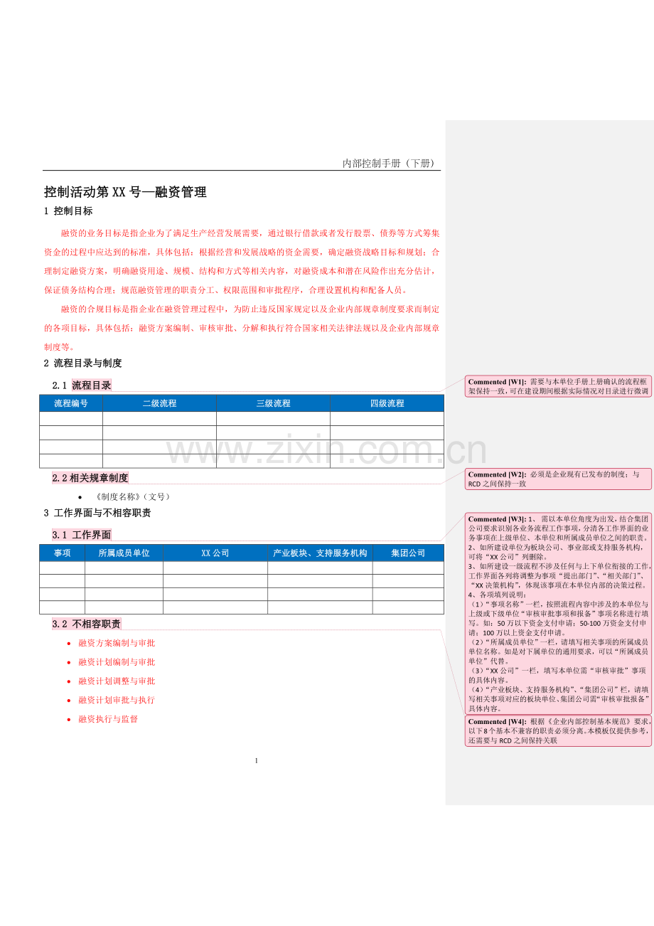 企业内控手册之融资管理流程-手册模板.docx_第1页