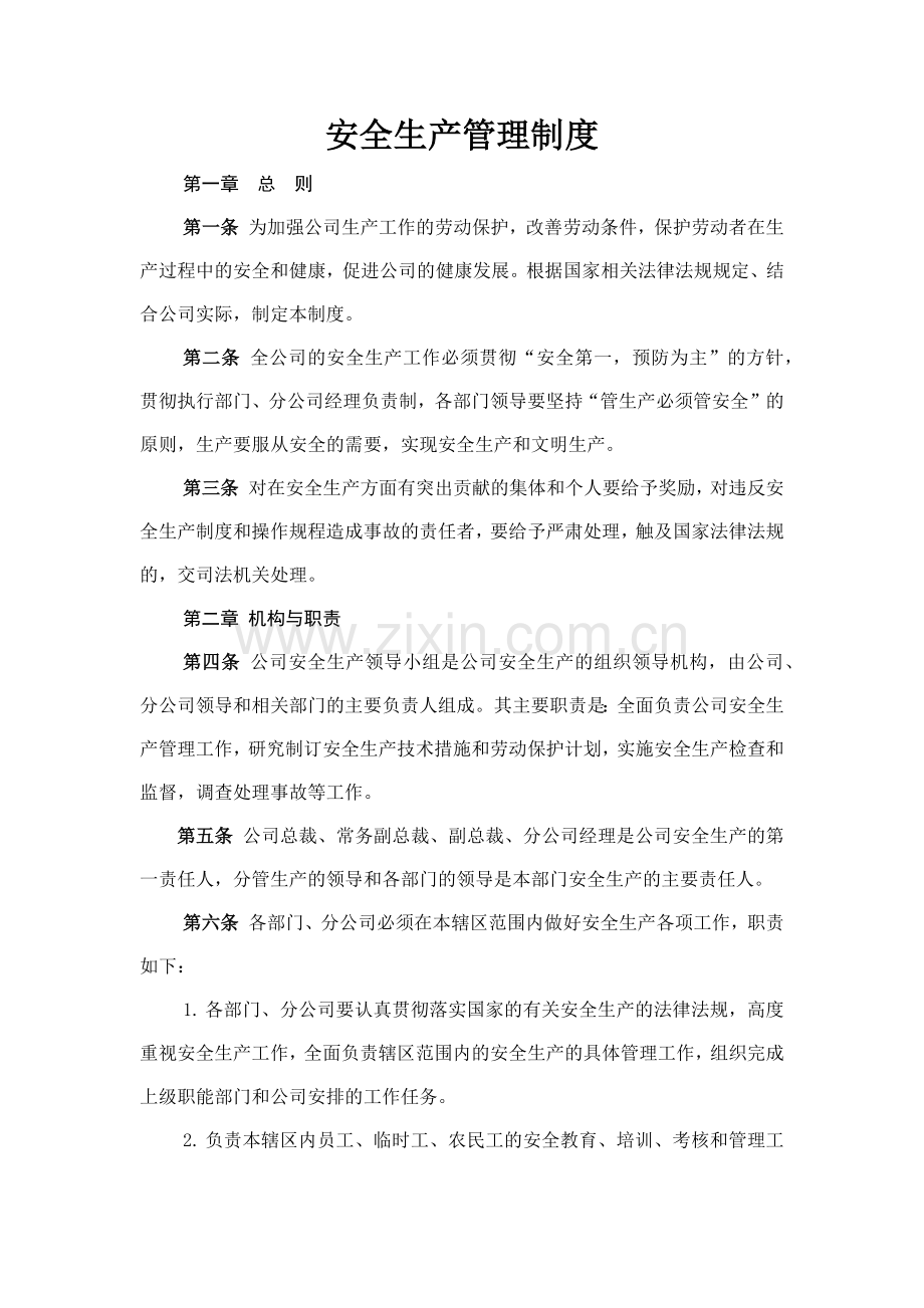 森林资源控股公司安全生产管理制度模版.docx_第1页