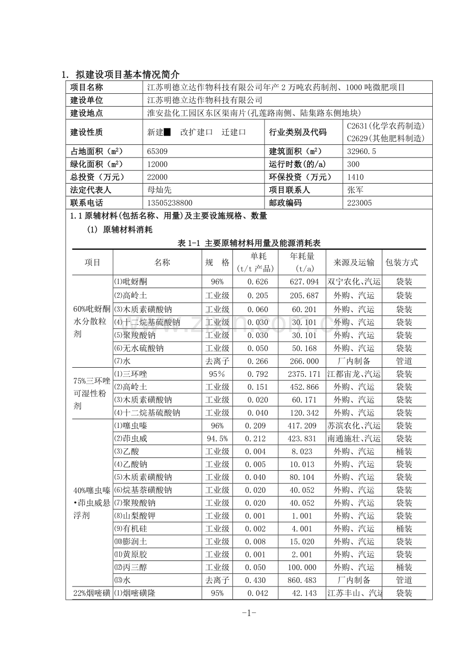 江苏明德立达作物科技有限公司年产2万吨农药制剂、1000吨微肥项目环境影响报告表.doc_第1页