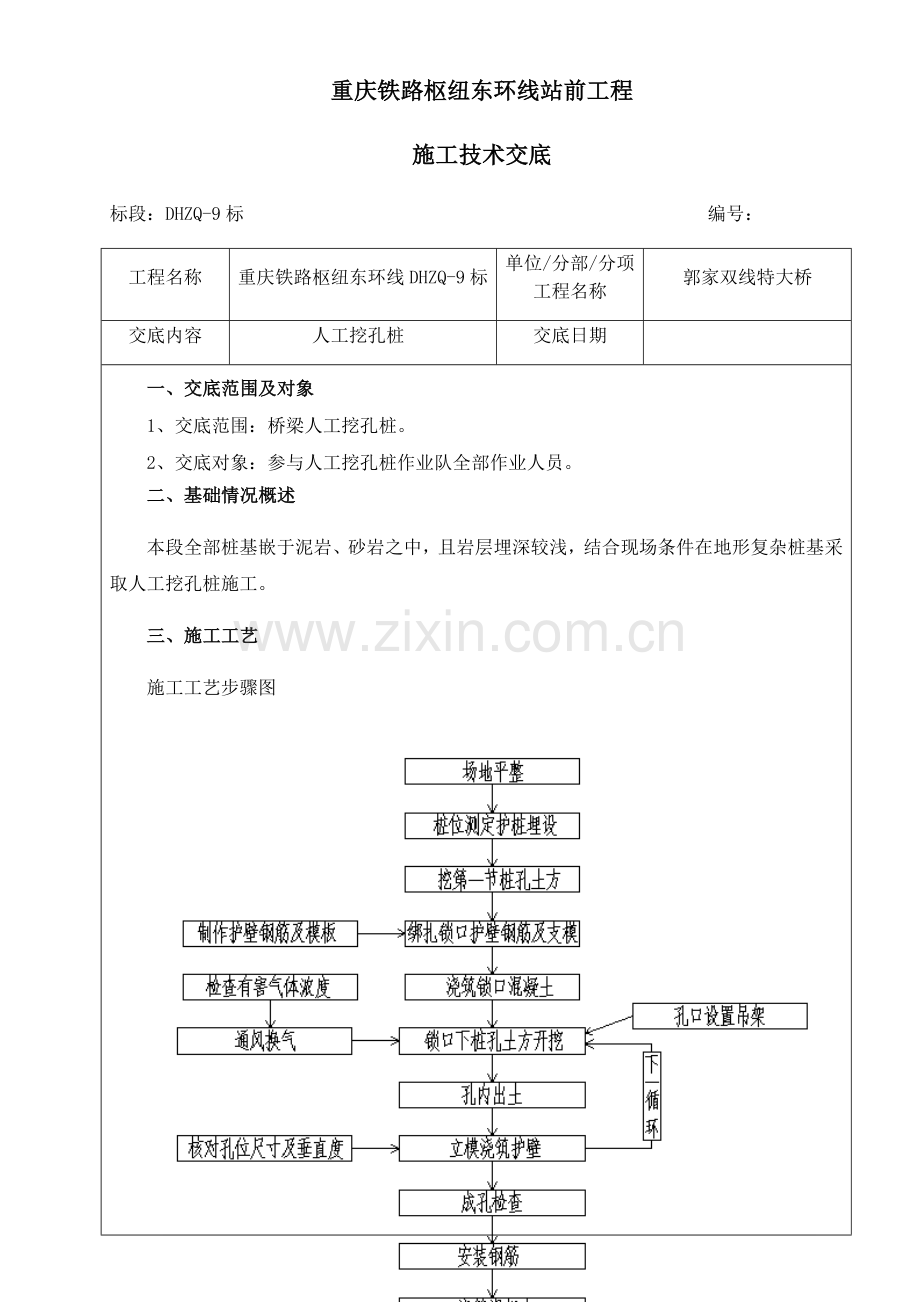 人工挖孔桩综合标准施工核心技术交底.docx_第1页