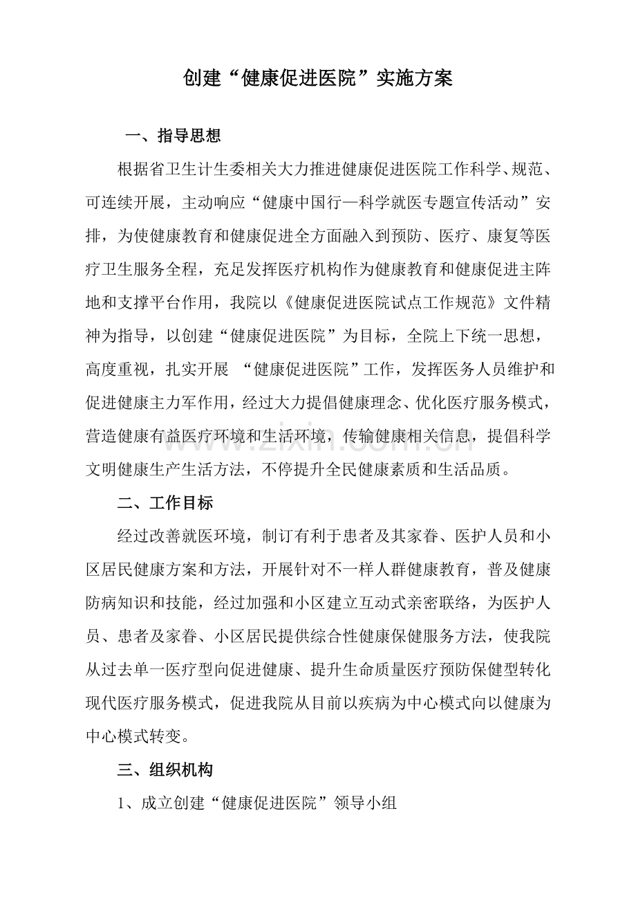 健康促进医院工作专业方案.doc_第1页