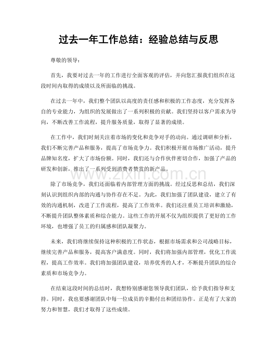 过去一年工作总结：经验总结与反思.docx_第1页