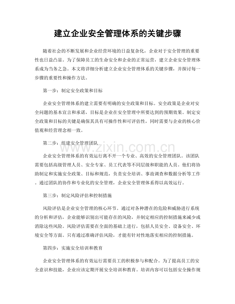 建立企业安全管理体系的关键步骤.docx_第1页