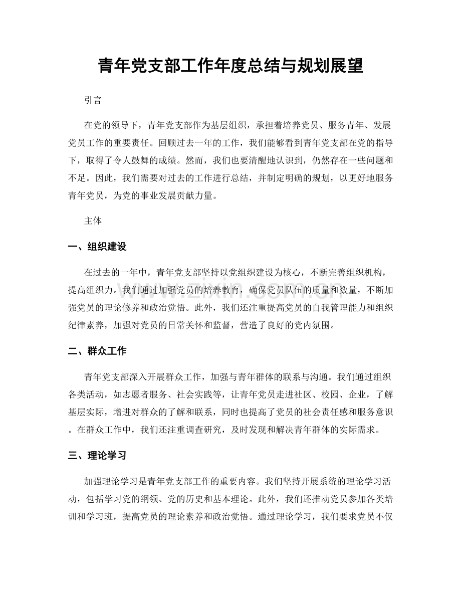 青年党支部工作年度总结与规划展望.docx_第1页