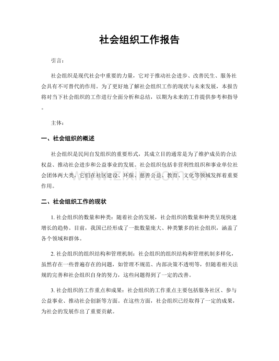 社会组织工作报告.docx_第1页