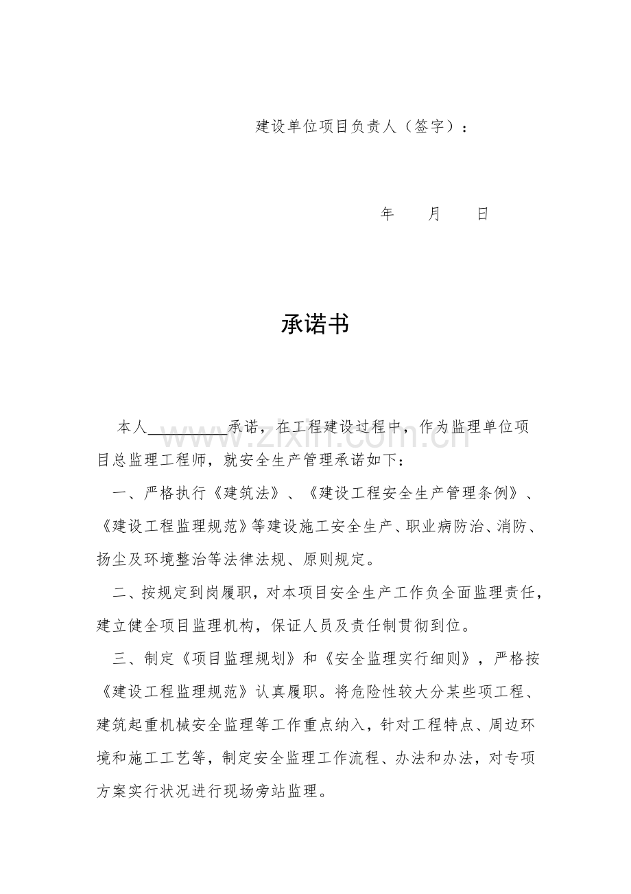 建设监理综合项目施工安全生产承诺书.doc_第3页