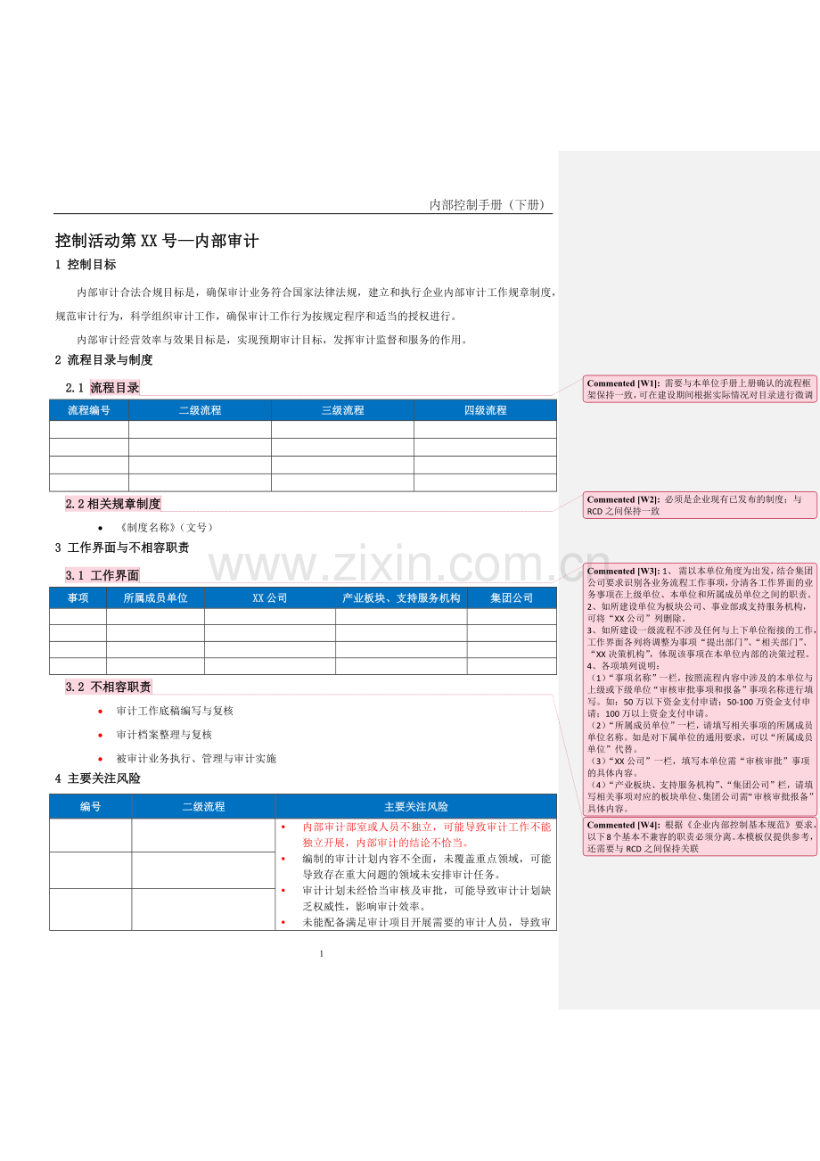 企业内控手册之内部审计流程-手册模板.docx_第1页