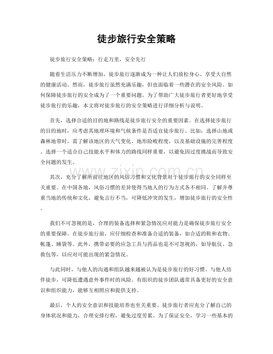 徒步旅行安全策略.docx_第1页