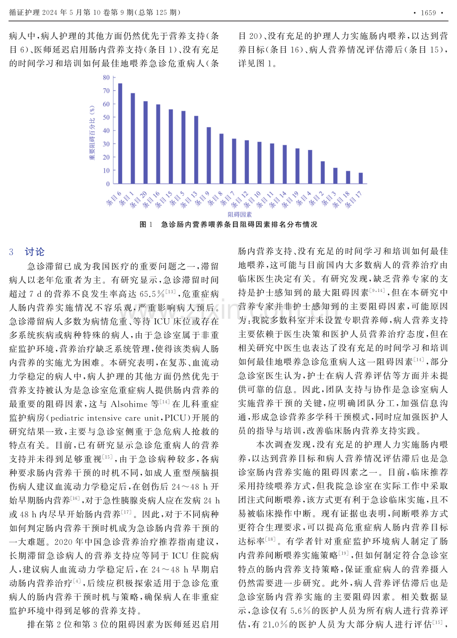 非重症监护环境中急诊危重病人肠内营养支持阻碍现况调查.pdf_第3页