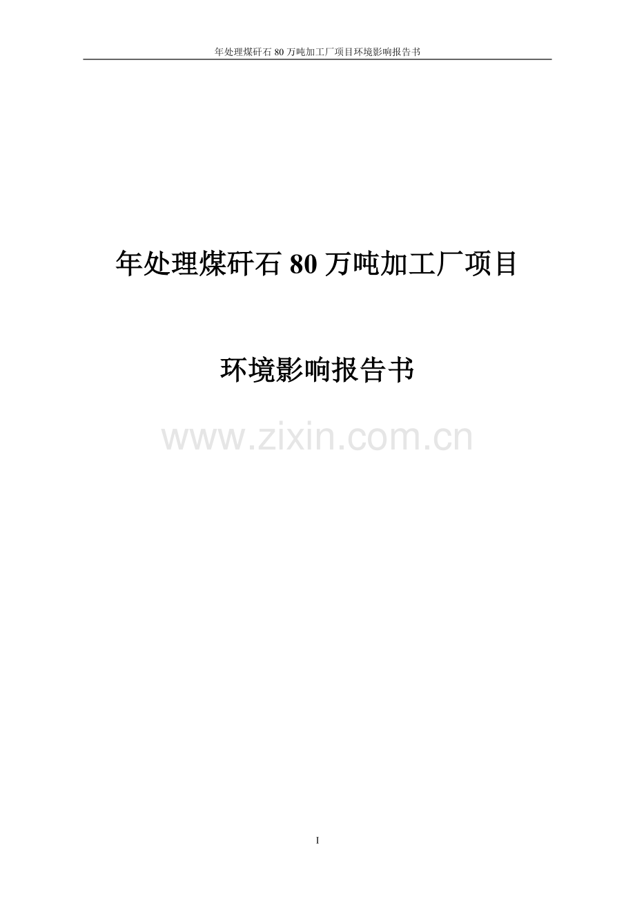 年处理煤矸石80万吨加工厂项目环境评估报告书.doc_第1页