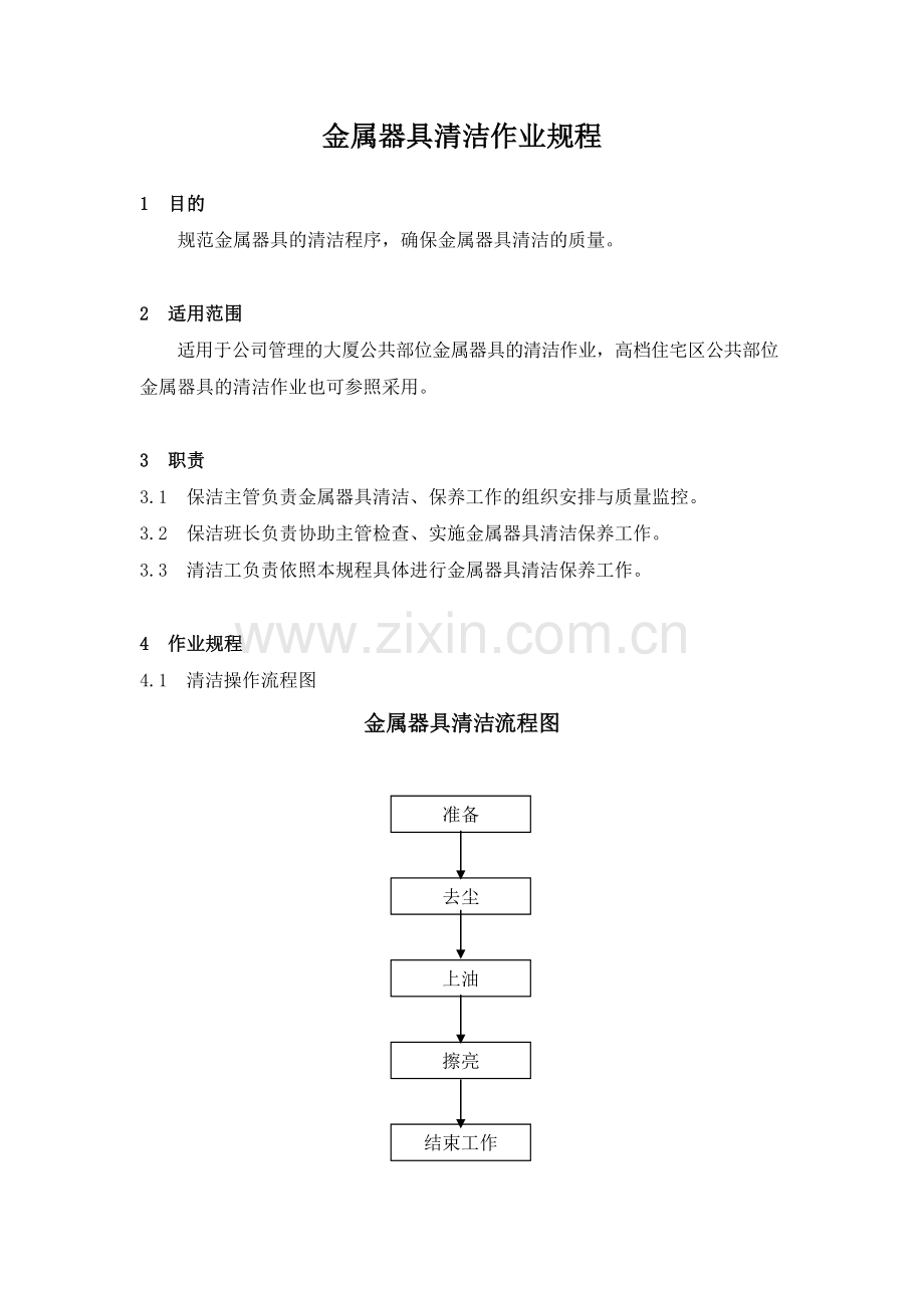 物业管理公司金属器具清洁作业规程模版.docx_第1页