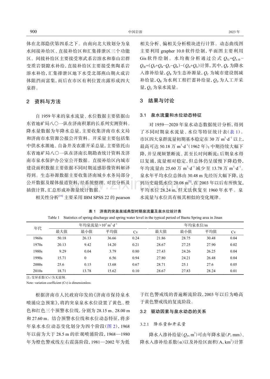 长时间尺度下济南泉水动态特征与驱动因素演变分析.pdf_第3页