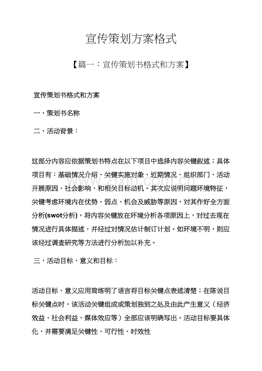 宣传专业策划专项方案格式.docx_第1页