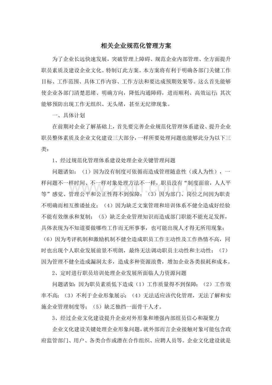 公司综合规范化管理专业方案.docx_第1页