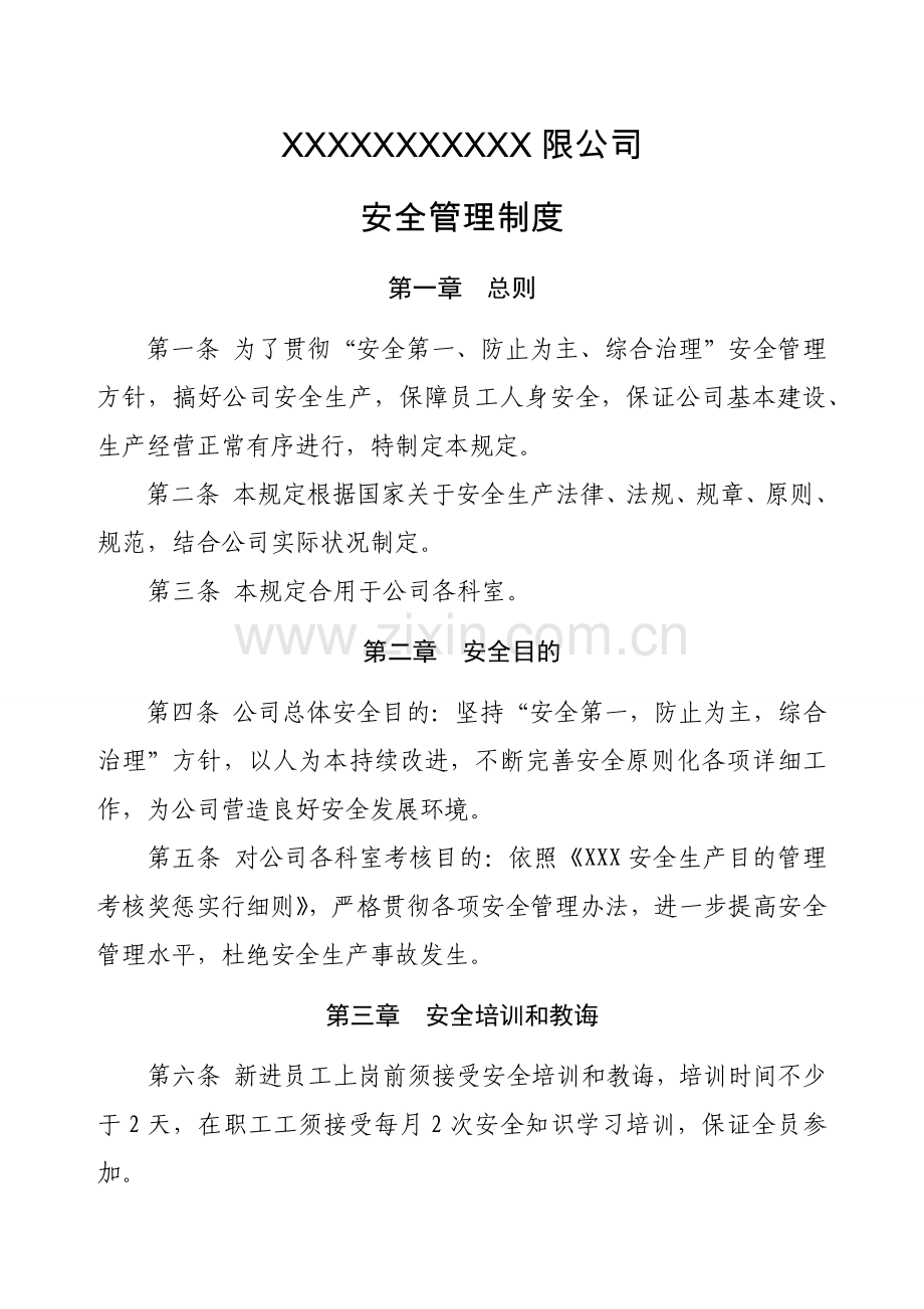 公司安全管理新规制度.doc_第1页