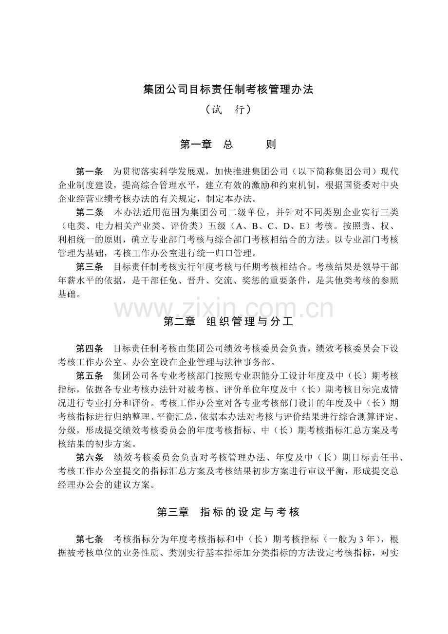 国有集团公司目标责任制考核管理办法模版.docx_第1页