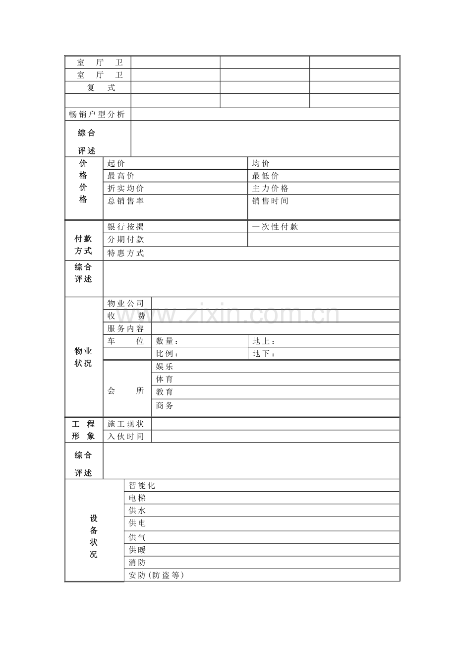 房地产市场调研底稿-楼盘信息调查表.doc_第2页