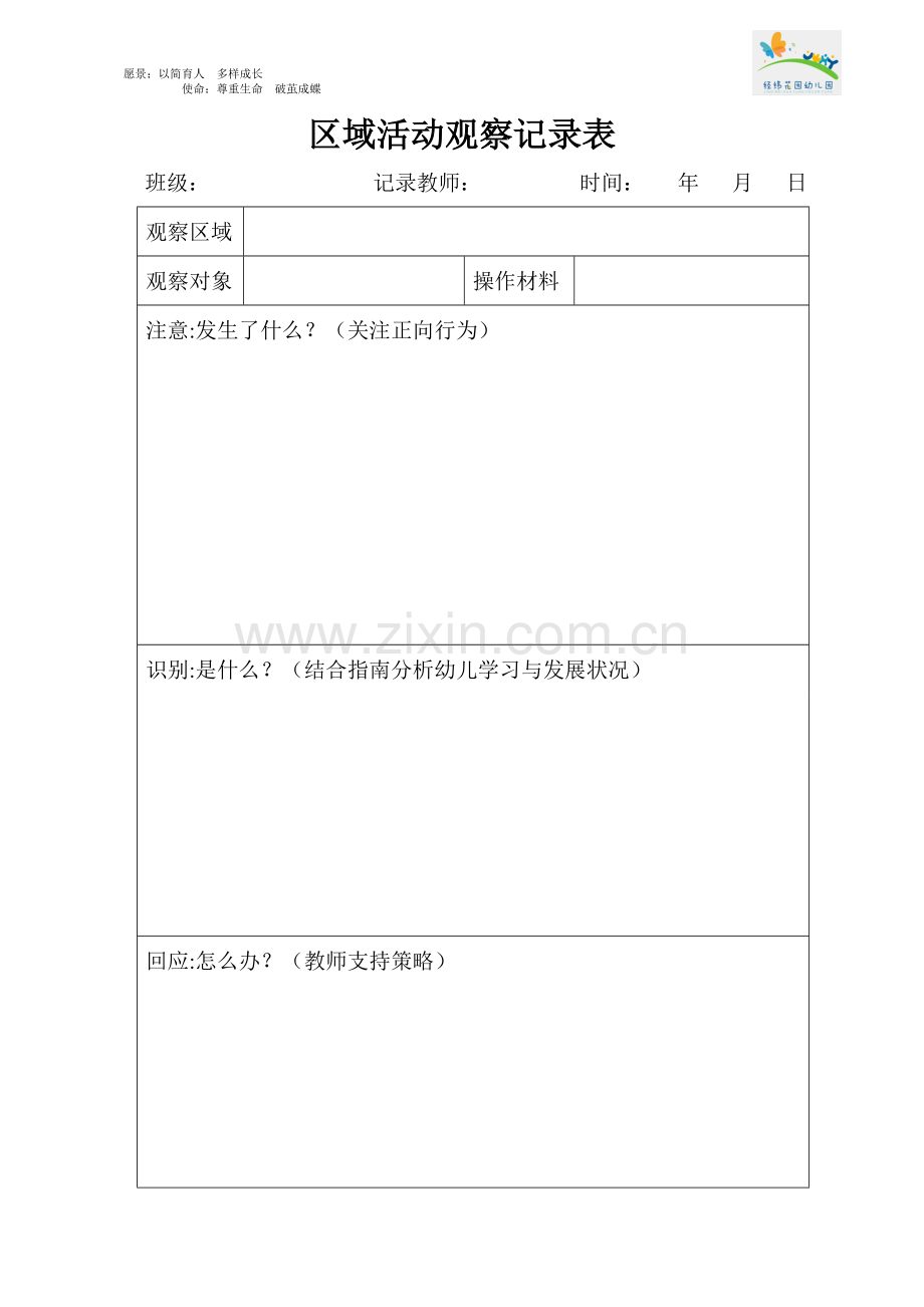 区域活动观察记录表.doc_第1页