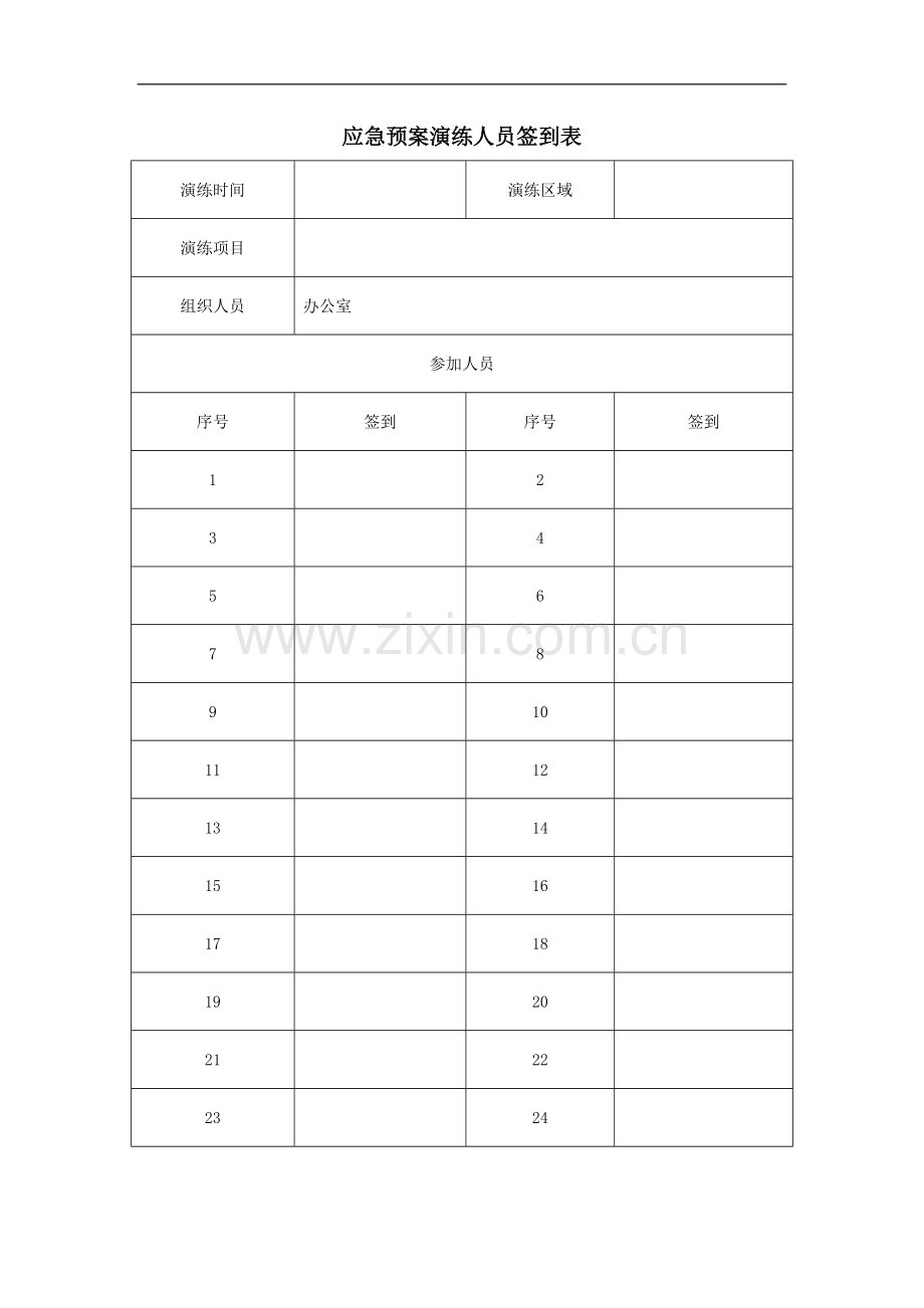 应急预案演练人员签到表及总结等.doc_第1页