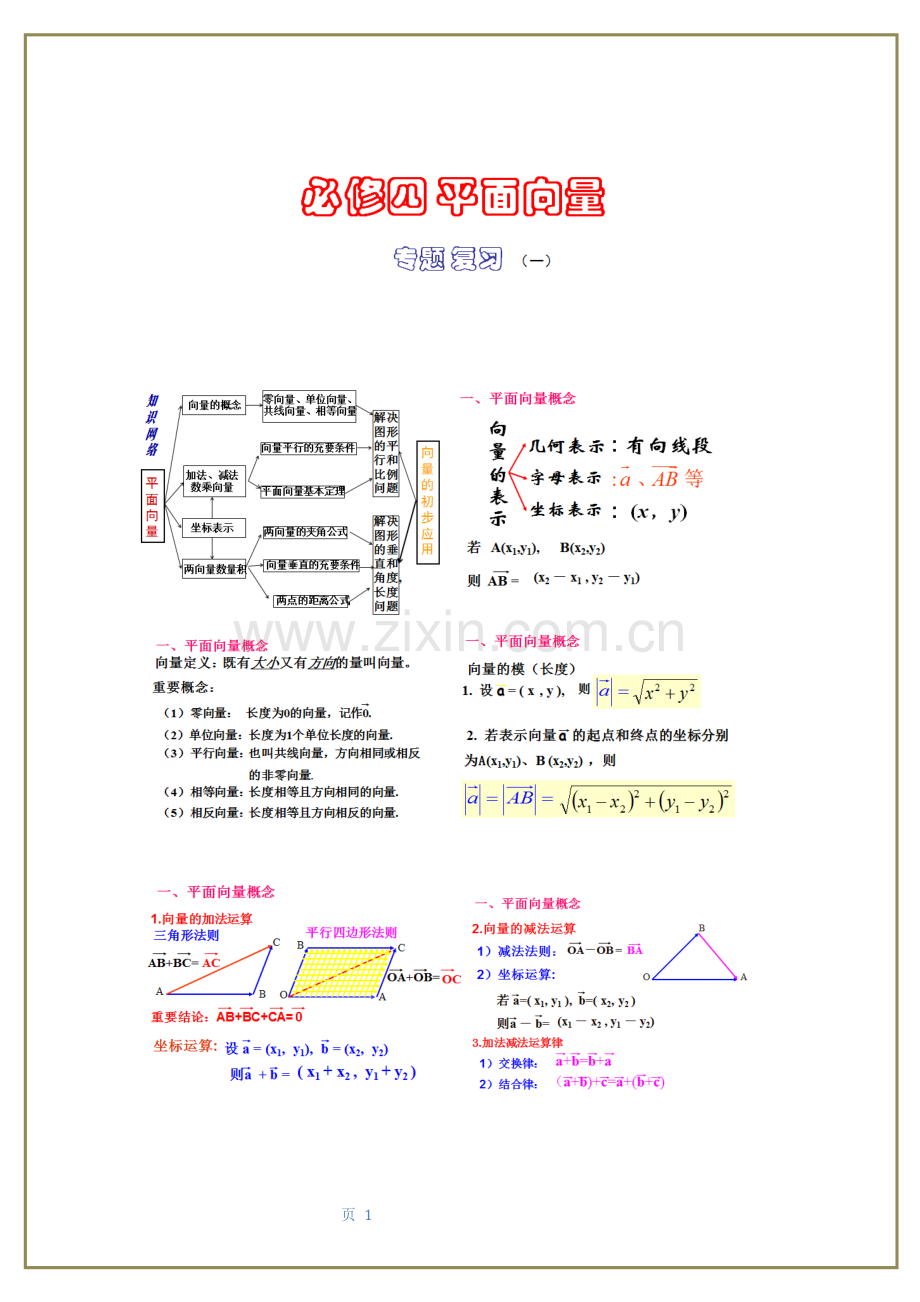 平面向量复习导学案.docx_第1页