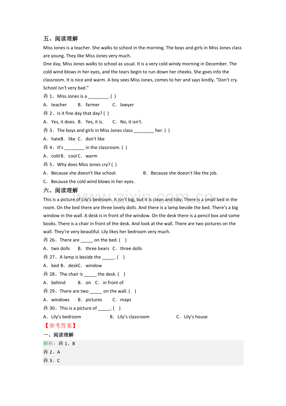 英语小学五年级上册阅读理解专项质量综合试卷测试卷(附答案).doc_第3页