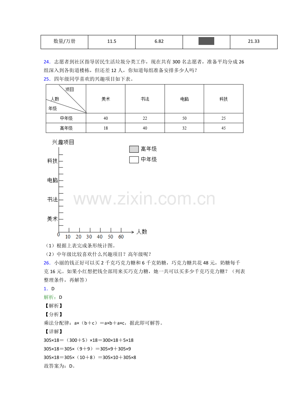 人教版小学四4年级下册数学期末复习(附解析).doc_第3页